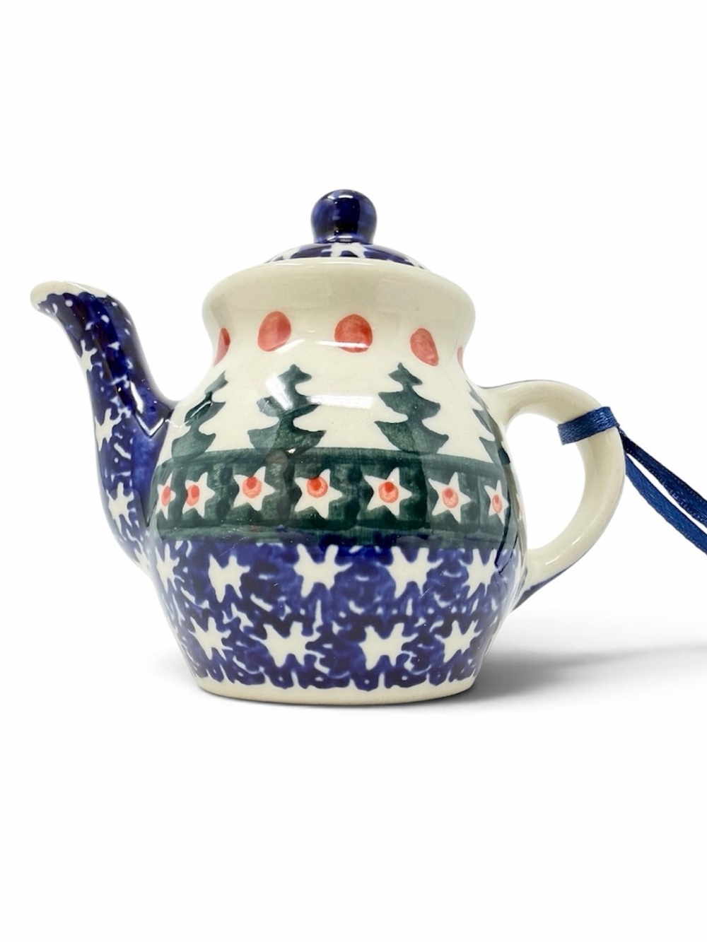 Polish Pottery Ceramic Teapot Tree Ornament
Hand-Painted Holiday Collectible
